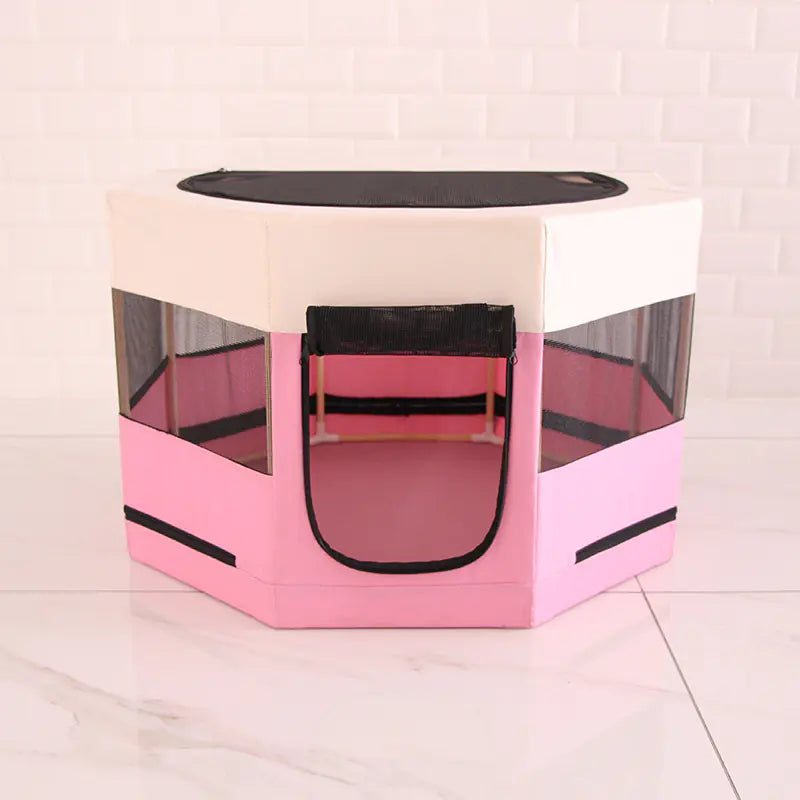 Octagonal Solid Wood Cat Kennel with Waterproof Cloth